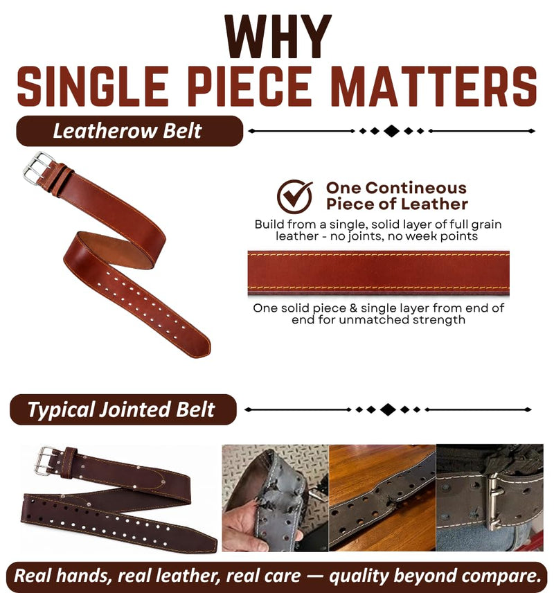 Leather Work Belt Tool Belt (Tan, 35"-45") | Real Grain Leather, No Joint Belt Tan 35"-45"