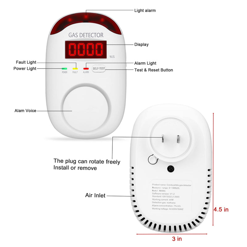 Gas Leak Detector for Home - Plug in Gas Detector for Home Natural Gas,Combustible Gas Detector for LNG, LPG, Propane, Methane. 1