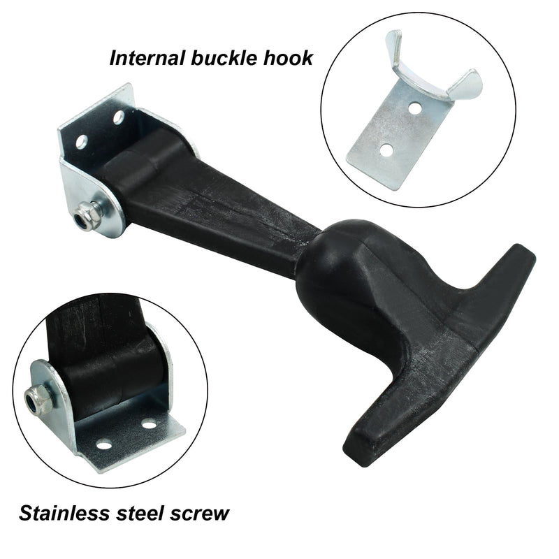Biaungdo 2 Pcs Rubber Flexible Hood Catch, Black T-Handle Draw Latches with Brackets Stainless Steel T-Handle Hasp for Hood/Tool Box/Vehicle Engine