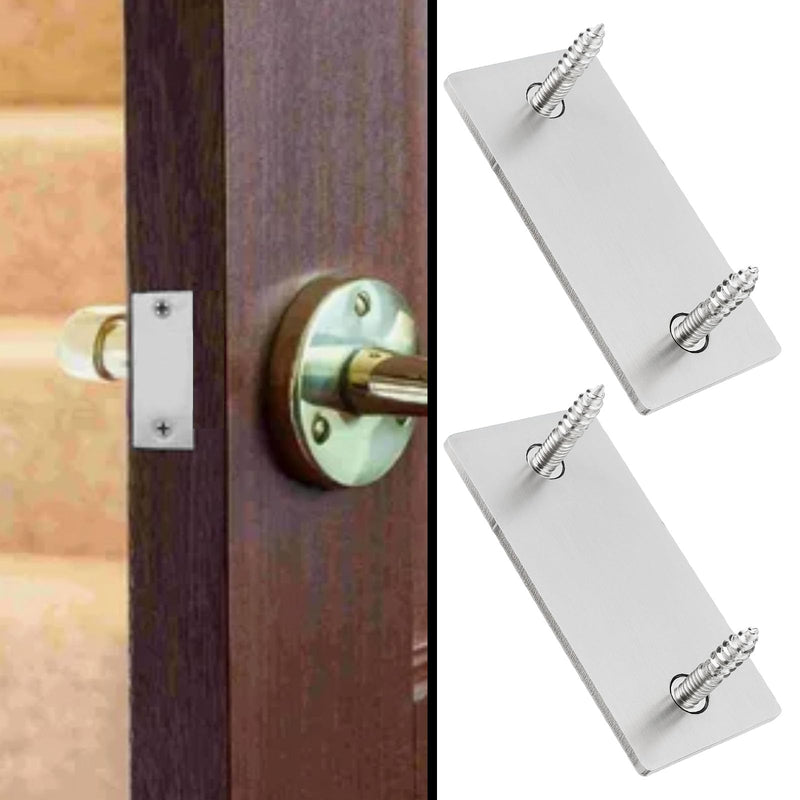 ECSiNG 12pcs Door Strike Hole Cover Stainless Steel Door Edge Hole Filler Plate with Screws 28x56.6mm for Covering Door Lock Hole