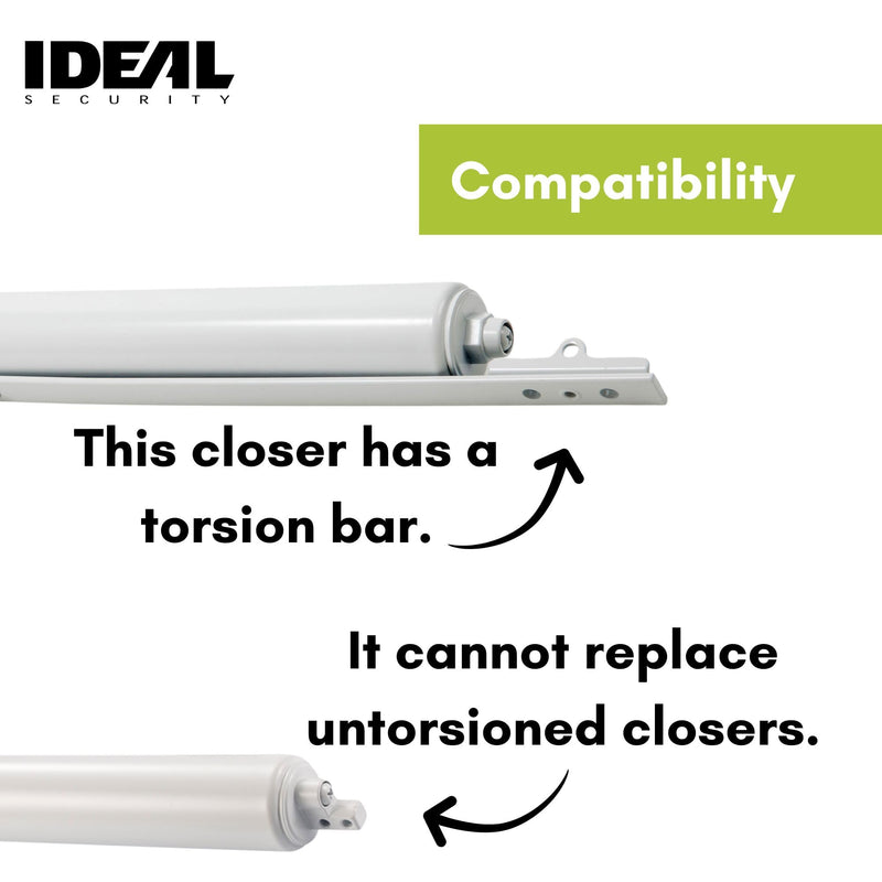 Ideal Security SK3015 Heavy Pneumatic Storm and Screen Door Closer with Torsion Bar, White