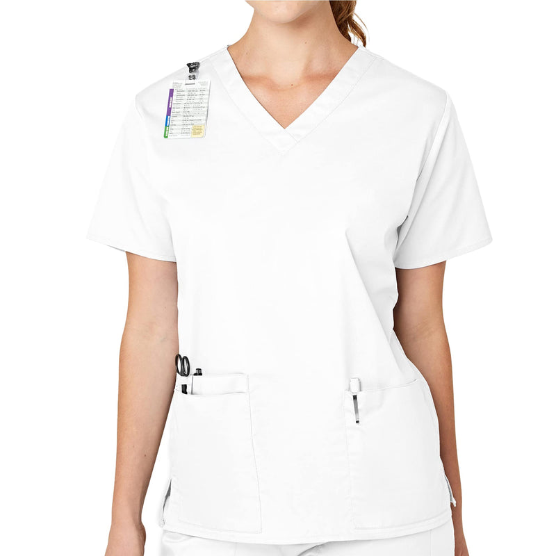 WonderWink Women's V-Neck Top Small White