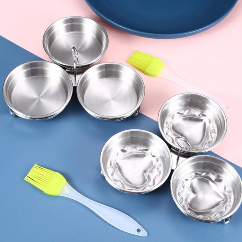 Angoily Stainless Steel Egg Poacher Pan Egg Mold Boiling Mold with Oil Brush Handle Design Smooth Edges Deepened Pan 7.28 X 7.28 X 1.18 in for Home Kitchen Cooking