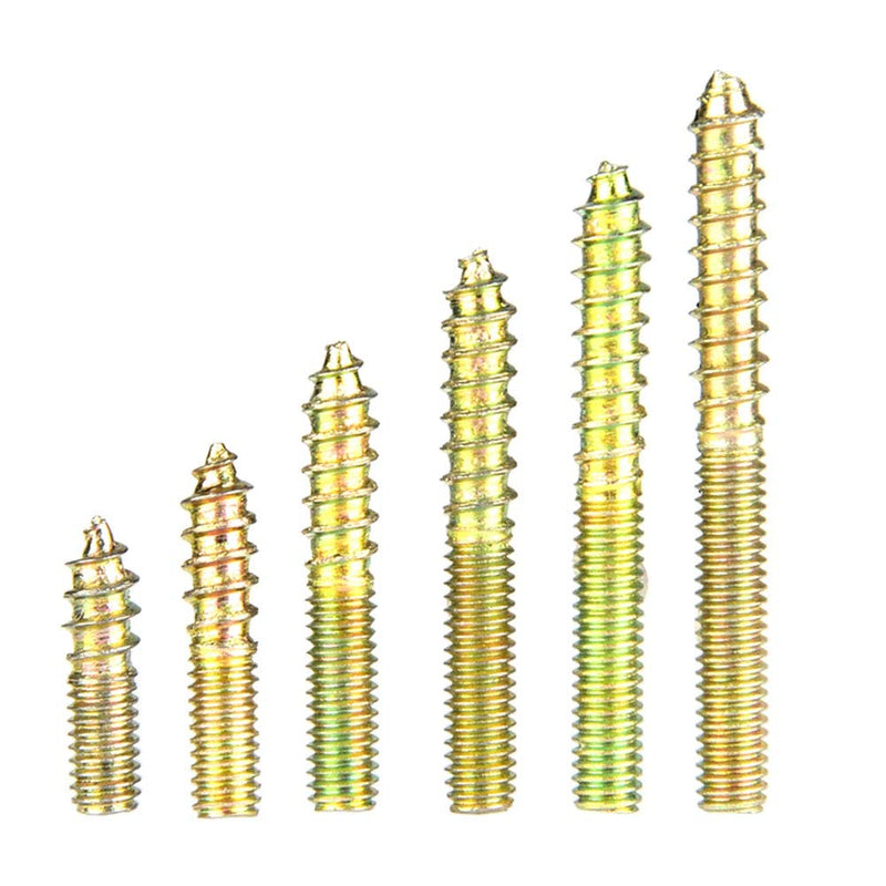 M4 Hanger Bolts, 110pcs 16/20/25/30/35/40mm Double Headed Bolts Wood Dowel Screw Self-Tapping Screw 4mm Hanger Bolts for Wood Joint Furniture Legs