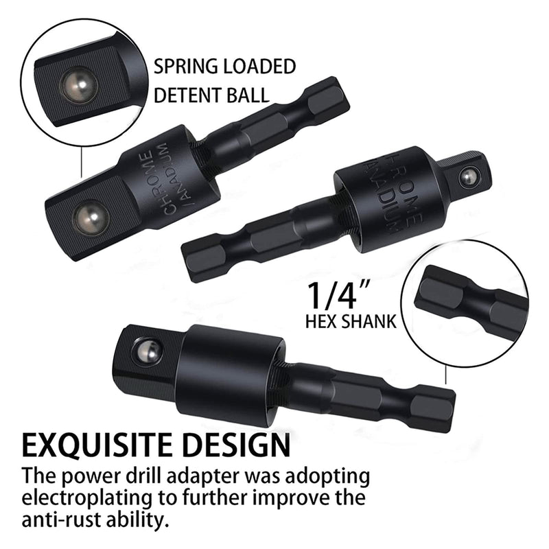 17Pcs Flexible Drill Bit Extension, Include 3Pcs Rotatable Socket Adapter 2Pcs Hex Shank 105° Right Angle Drill Attachment 10 Short Screwdriver Bits 90° Angled Bits and Bendable Drill Bit Extension 17*black