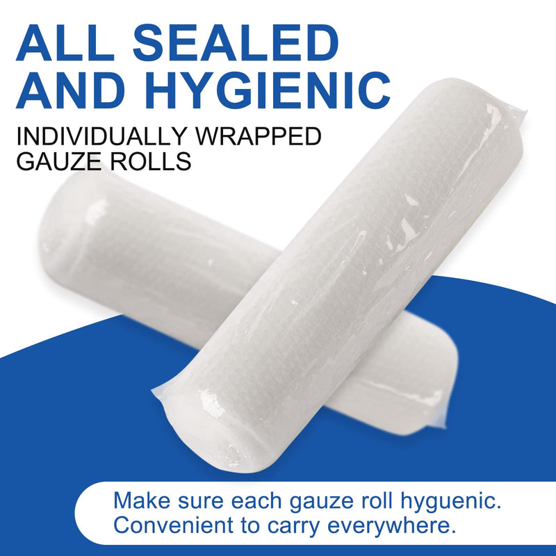 30 Pack Gauze Rolls Bandages, 4 in x 4.1 Yards, Individually Wrapped Breathable Rolled Gauze, Mummy Wraps, Premium First Aid Supplies & Medical Supplies for Wounds Pack of 30