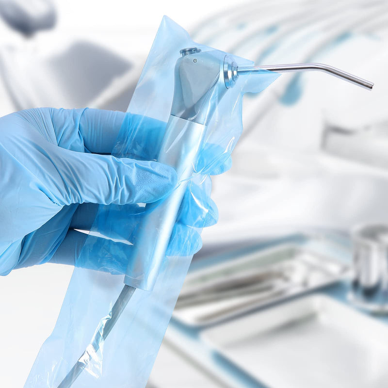 JMU 500pcs Dental Air Water Syringe Sleeves with Precut Opening, 2.5" x 10" Disposable Clear Plastic Protective Barrier, Blue 1