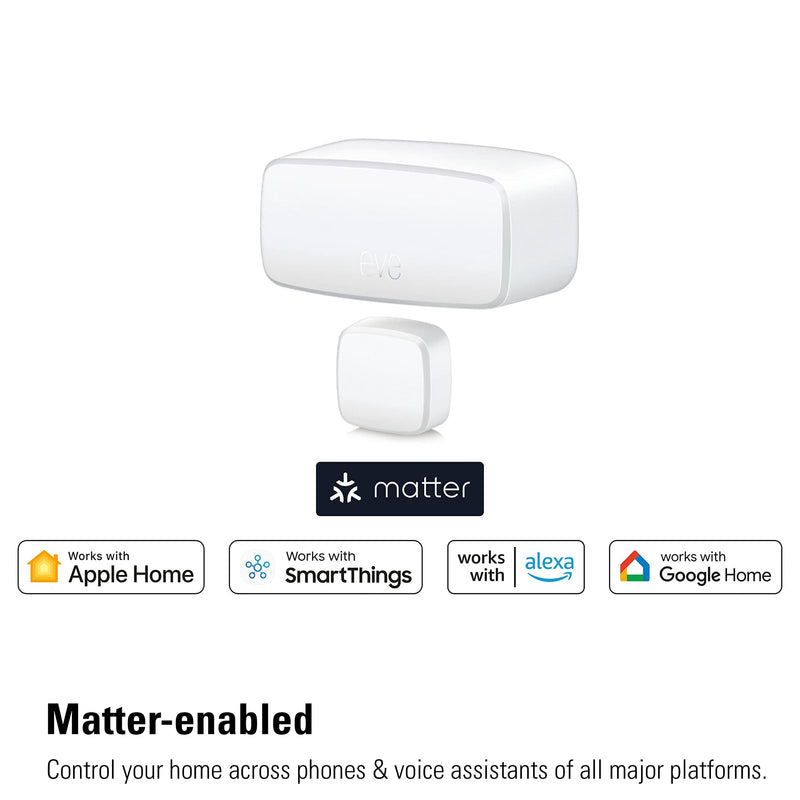 Eve Door & Window (Matter) – Smart Contact Sensor for Doors & Windows, Open/Closed State, Automatic Control of Accessories, Matter Over Thread, Apple Home, Alexa, Google Home, SmartThings Eve Door & Window Matter White