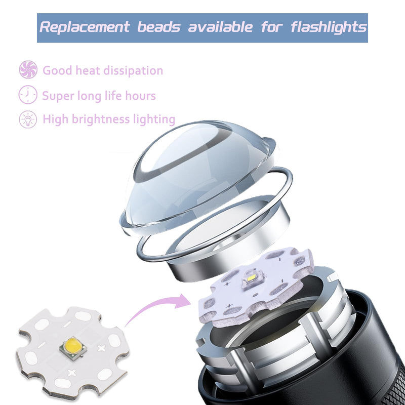 5Pcs 3W White 3535 SMD High Power LED Chip with Aluminum Plate 20mm Star PCB Base Heat Sink Led Chip Replacement(120deg,White 8000K-10000K,DC 3.0-3.4V,700mA) White8000-10000k