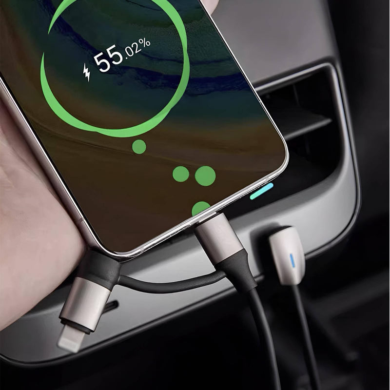 2 in 1 USB C to L,USB C to USB C Fast Charging Cable for 2026 Tesla Model 3/Y/X/S/Cybertruck 90° Right-Angle Charging Cable Compatible with iPhone 11/12/13/14 and Vehicles Dock(4FT,60W) 2 in1