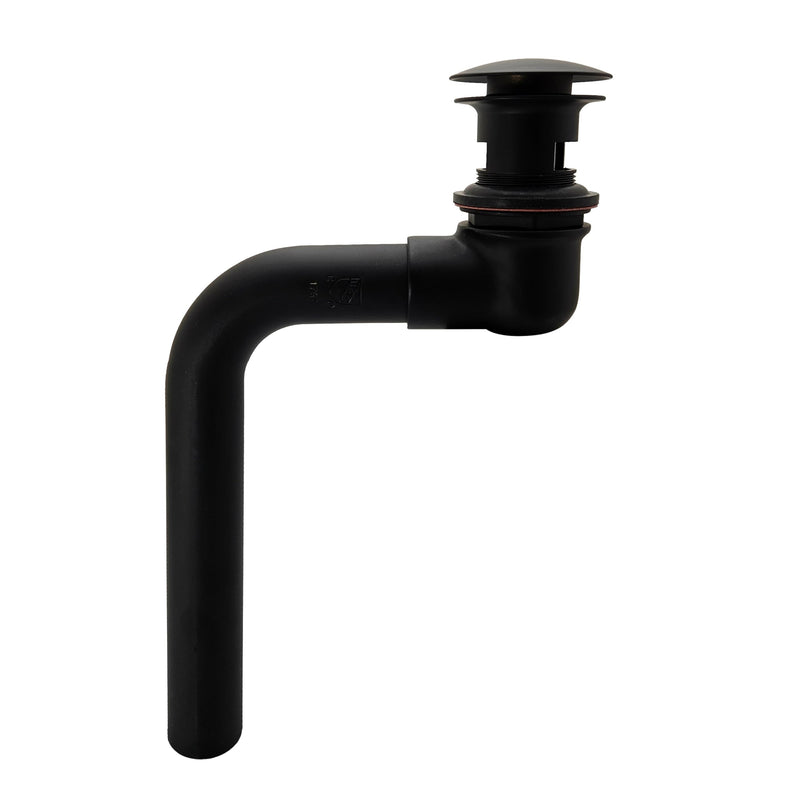 Westbrass 1-1/4" Tip-Toe Offset Overflow Lavatory Drain, 17 Gauge Brass Sink Drain with 1-1/4" Tailpiece, Fits 1-1/2" Opening, Fully Finished Exposed Installation, Matte Black