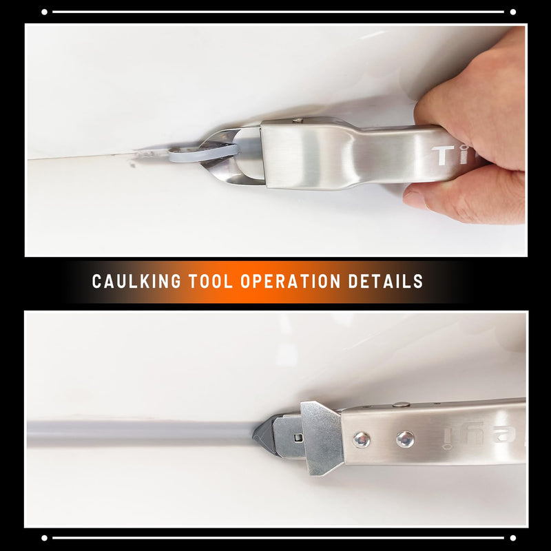 Caulking Tool Kit Stainless Steel Grout Removal Tool,4 in 1 Tile Caulk Remover Tool,Silicone Scraper Caulk Finishing Tools for Kitchen Bathroom Floor Sealant Caulk Window Sink Joint