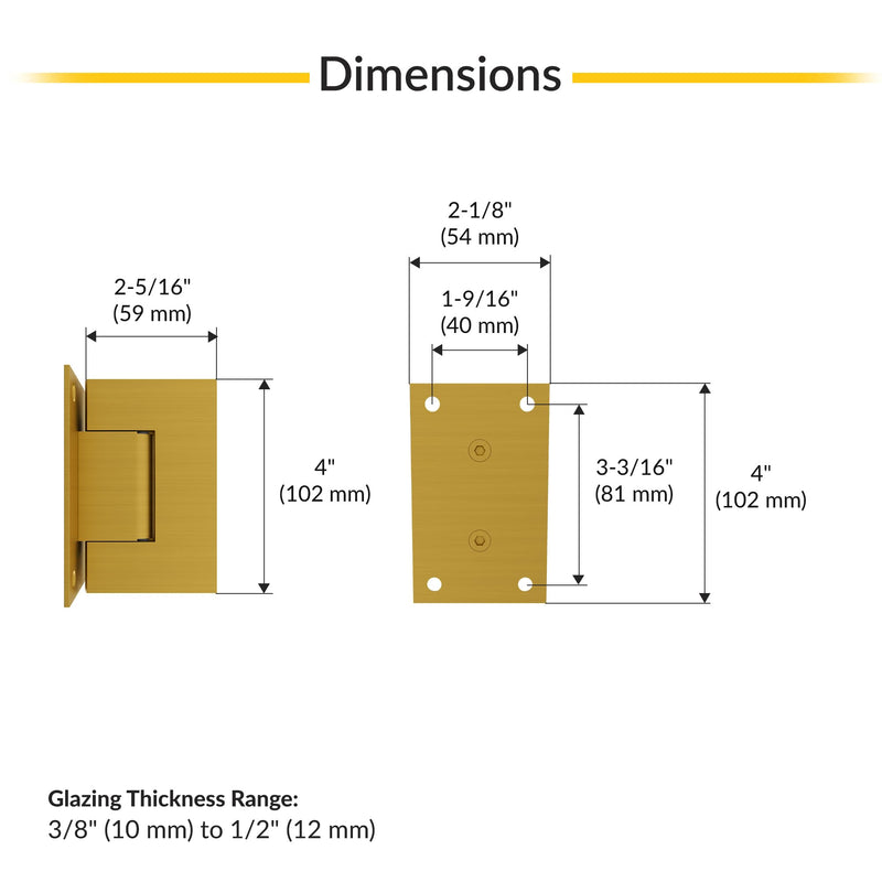 Brixwell Wall Mount Full Back Plate Hinge with 5 Degree Preset, Satin Brass