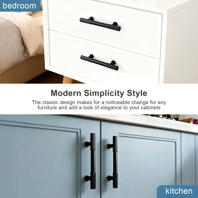 KNOBWELL 20 Pack 3 inch Black Cabinet Pulls - Solid Black Cabinet Handles, Fade-Resistant Surface - Drawer Pulls Kitchen Hardware for Modern Dresser Cupboard Furniture 3inch(76mm)