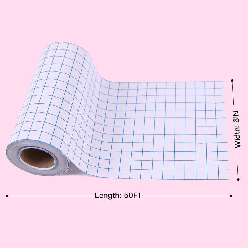 HTVRONT Transfer Tape for Vinyl - 6" x 50 FT Blue Alignment Grid Clear Transfer Paper - Application Vinyl Transfer Tape Roll for Self Adhesive Vinyl for Signs Stickers Decals Walls Doors & Windows - NewNest Australia
