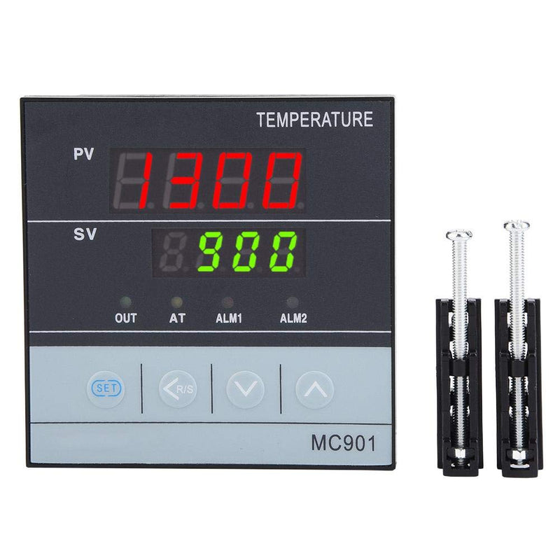 MC901 Digital Temperature Controller, PID K Type Thermostat PT100 Sensor Input Relay SSR Output ℃/℉ Temperature Display High High Sensitivity with 2 Bolts