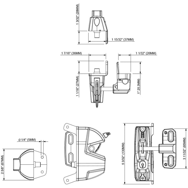 D&D LL3PWA LokkLatch Plus Gate Latch Lockable On Both Sides of Gate Black