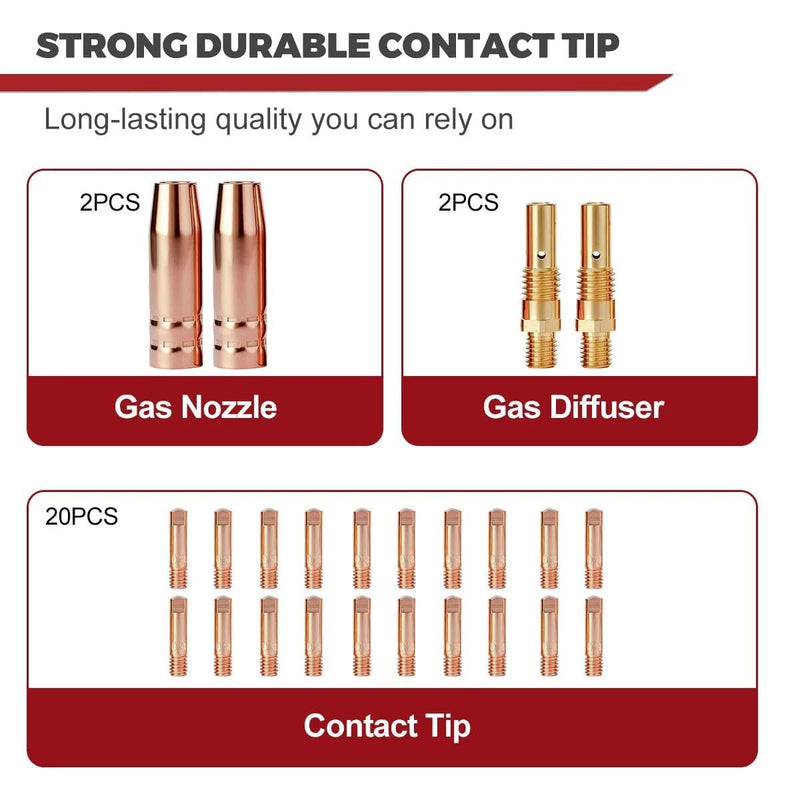 24-PK MIG Welding Gun Replacement Kit (Nozzle, Diffuser, Tip) – Compatible with Vulcan MIGMax 140, MIGMax 215, and OmniPRO 220 Welder Guns (Includes .030" Tips Kit) 24-pk mig Kits .030