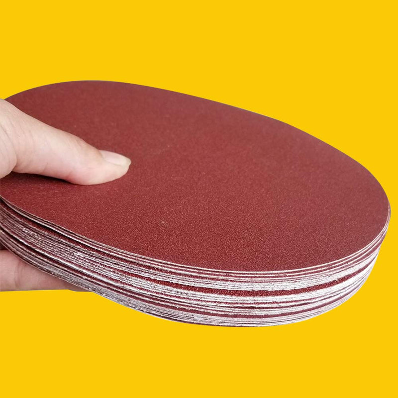 30 PCS 8 Inch NO-Hole PSA Aluminum Oxide Sanding Disc, Self Stick(5 Each of 60 100 150 180 240 400 Grit)