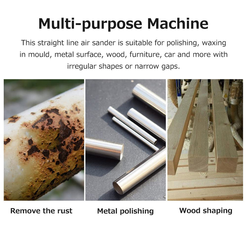 Mini Straight Line Air Polisher,Mini Straight Line Air Sander with 2 Sanding Pads Random Orbital Pneumatic Sander Air-Operated Handheld Polisher Waxer for Auto Body Work Furniture Wood Metal Su KP-6902