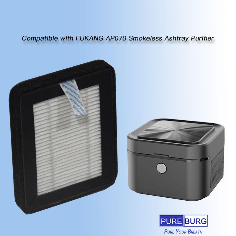 PUREBURG Replacement Filter Compatible with FUKANG & VANSU AP070 Smokeless Ashtray Purifier,6-Pack HEPA For Air Clean Smoke