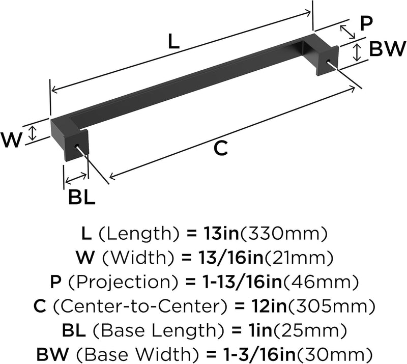 Amerock 12" Appoint Matte Black Appliance Pull