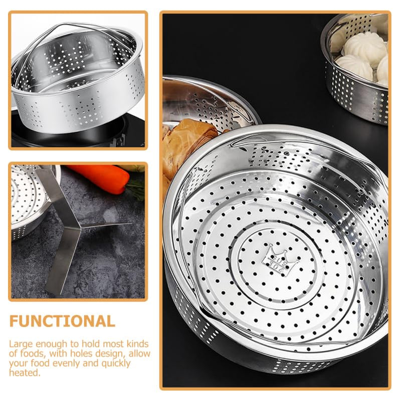 Stainless Steel Steamer Basket with Trivet Rack 8.26 Inch Food Steamer Pot Accessory for Rice Vegetables Seafood Buns Dumplings Kitchen Cooking
