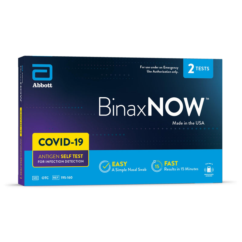 BinaxNOW COVID-19 Antigen Self Test, 1 Pack, 2 Tests Total, COVID Test With 15-Minute Results Without Sending to a Lab, Easy to Use at Home 2 Test Total