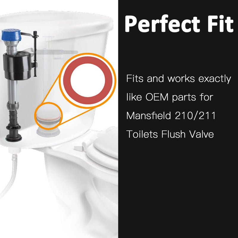 Flush Valve Seal for Mansfield, Upgraded Silicone Material 160 Toilet Parts Replacement for Mansfield models 210 and 211 Flush Valves, Toilet Gasket Equivalent to 630-0030, 2Pcs
