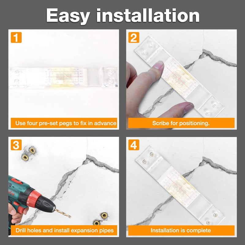 Precision Crack Monitoring Gauge with Dual-Axis Measurement - Standard & Corner Crack Detector for Walls, Concrete (5PCS) 5