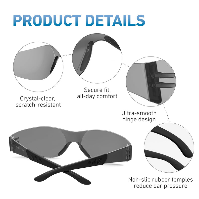 Safety Glasses ANSI Z87.1 Certified - Scratch-Resistant Protective Eyewear for Men & Women, Ideal for Construction & Shooting 30grey 1