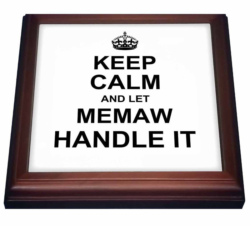3dRose trv_233084_1 Keep Calm And Let Memaw Handle It Fun Funny Grandma Grandmother Gift Trivet With Tile, 8" x 8"