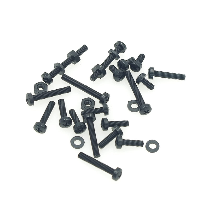Metric M3 Phillips Pan Head Nylon Screws Nut Washer Assortment Kit,Screws Length:5mm to 25mm(Black)