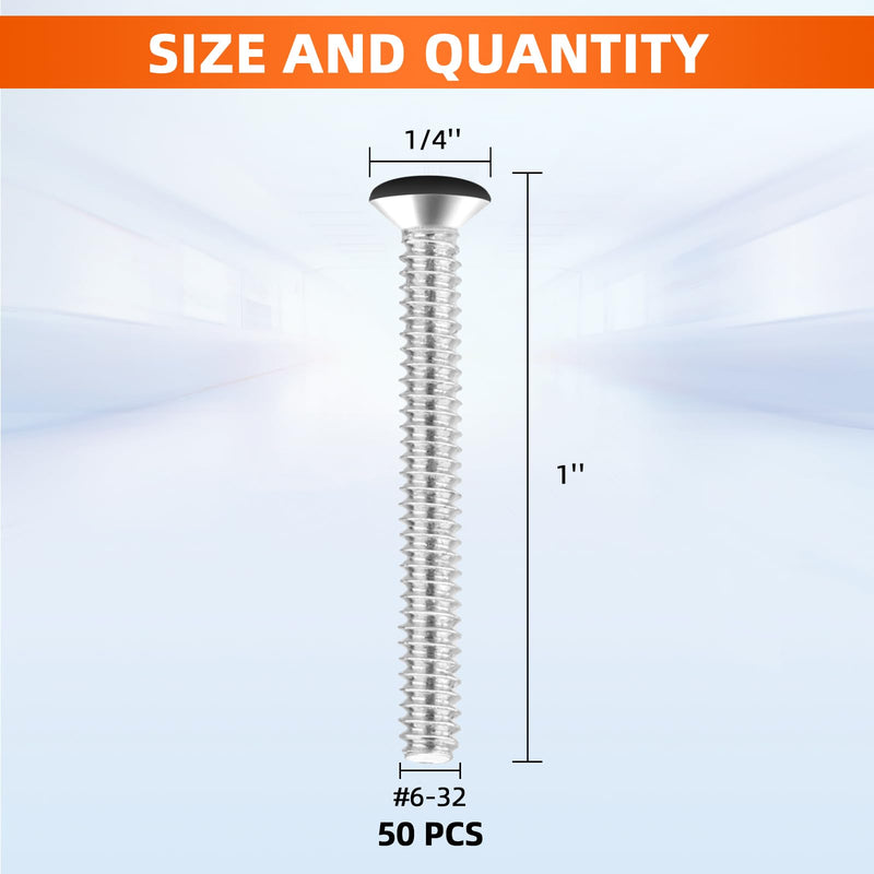 #6-32 x 1 Oval Head Milled Slot Replacement Wall Plate Screws, Full Thread, Black, 50 PCS 6-32 x 1"