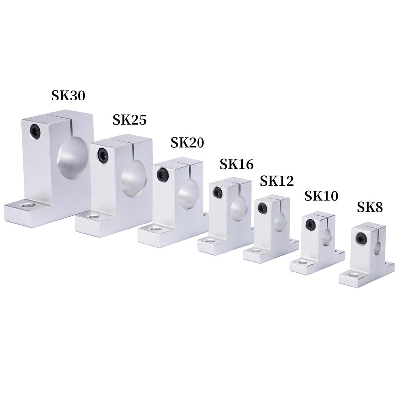 Linear Motion Rod Support 2pcs SK20 Aluminum Rail Guide Clamping for Diameter 20mm (0.787 inches) Shaft BELLA BAYS 2