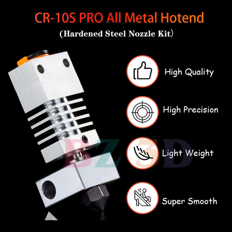 CR-10S PRO All Metal Hotend Upgrade Kit,Titanium Alloy Heatbreak,MK8 Hardened Steel Nozzle 0.4mm for CR-10S PRO,CR-10S Pro V2,CR-10 Max,Ender 3 Neo,Ender 3 V2 Neo 3D Printer Hotend.