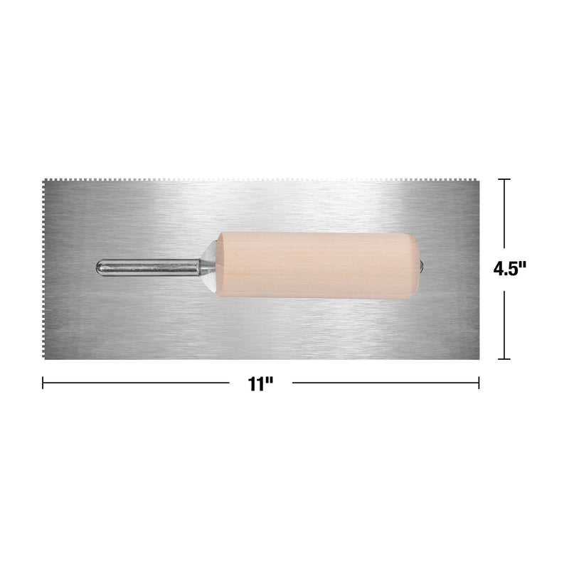 Capitol 115110 Professional Flooring Adhesive Trowel-1/16” x 1/16” x 1/16” Square-Notch, Silver/Light Wood