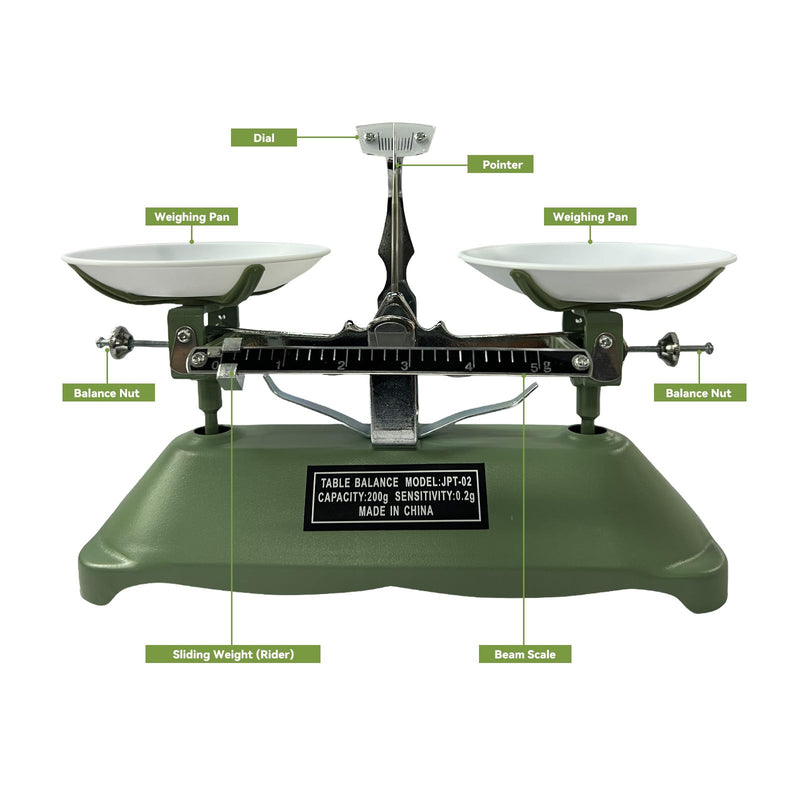 TADA 200g/0.2g Mechanical Balance Scale for Classroom Teaching Tool | Calibration Weights for Science Lab