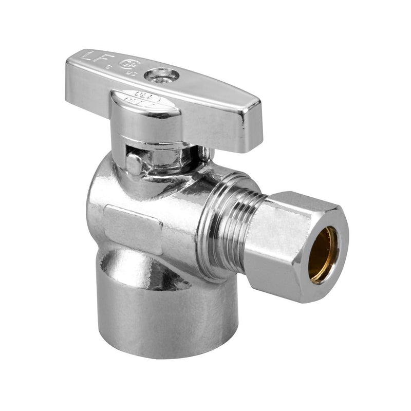 2 Pack Premium Brass Chrome plated 1/2" FIP Female Thread x 3/8 Inch OD Compression Quarter Turn Water Angle Stop Valve Shut Off