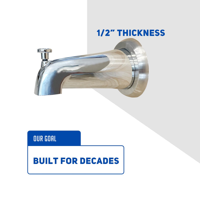 1/2" Thick Spacer for Tub Spout, Flange Trim Ring for Bath Faucet, Eschutcheon Cover Plate for Spigot with Split PVC Blocking Water, Shower Pipe Remodeling Sealer (304SUS-Brushed Nickel)