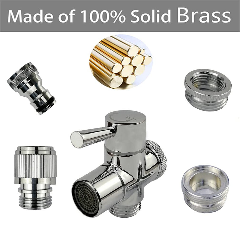 Brass Faucet Diverter Valve with Quick Connection, Faucet Diverter Valve From Sink To Garden Hose/Shower Hose, Washing Machine/Dishwasher,for Bathroom/Kitchen (chrome)