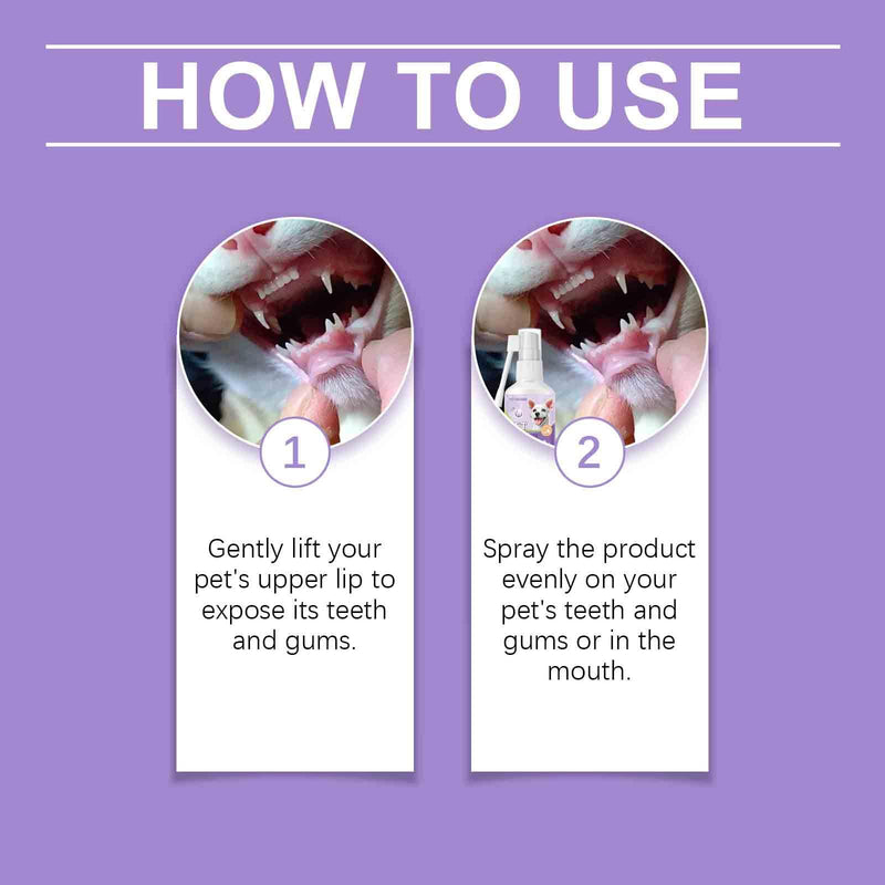 Dog Dental Care Spray, Dogs Teeth Oral Care Cleaning Spray, Breath Freshener and Teeth Cleaning, Reduce Tartar Freshen Breath, Support Clean and Teethes Aid in Daily Oral Use, No Brushing 50 ml
