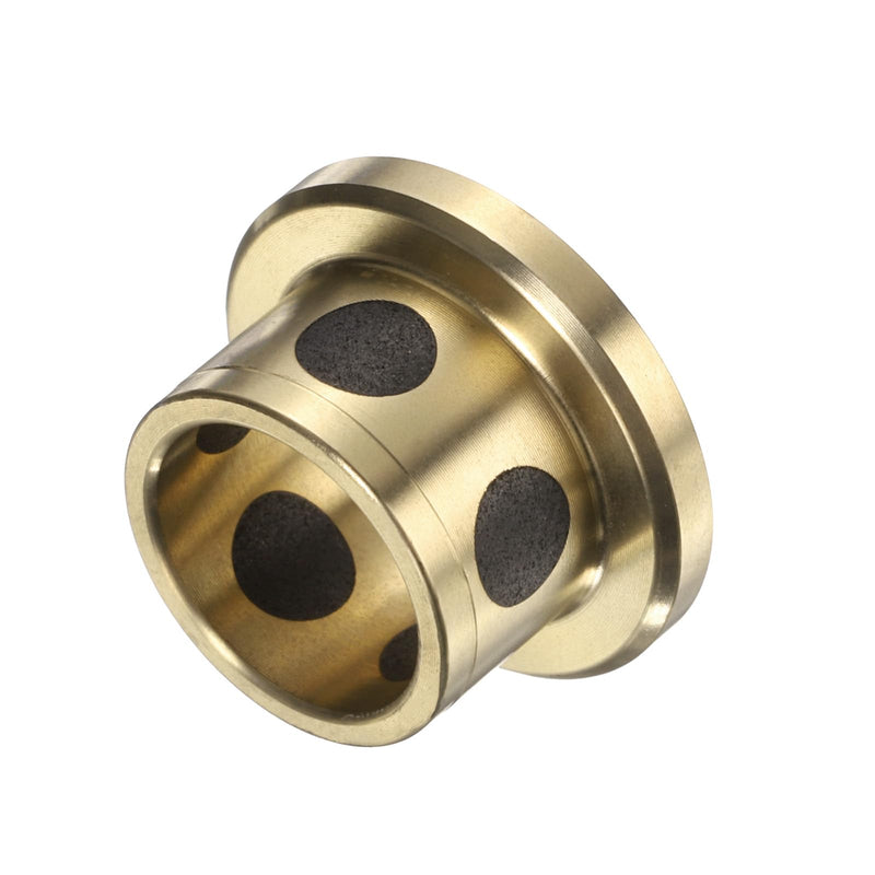 uxcell 4pcs Flange Sleeve Bearings 12mm Bore x 15mm OD x 12mm Height, Wrapped Oilless Flange Bushings Brass Graphite, Oilless Lubricating Cast Brass Bushing