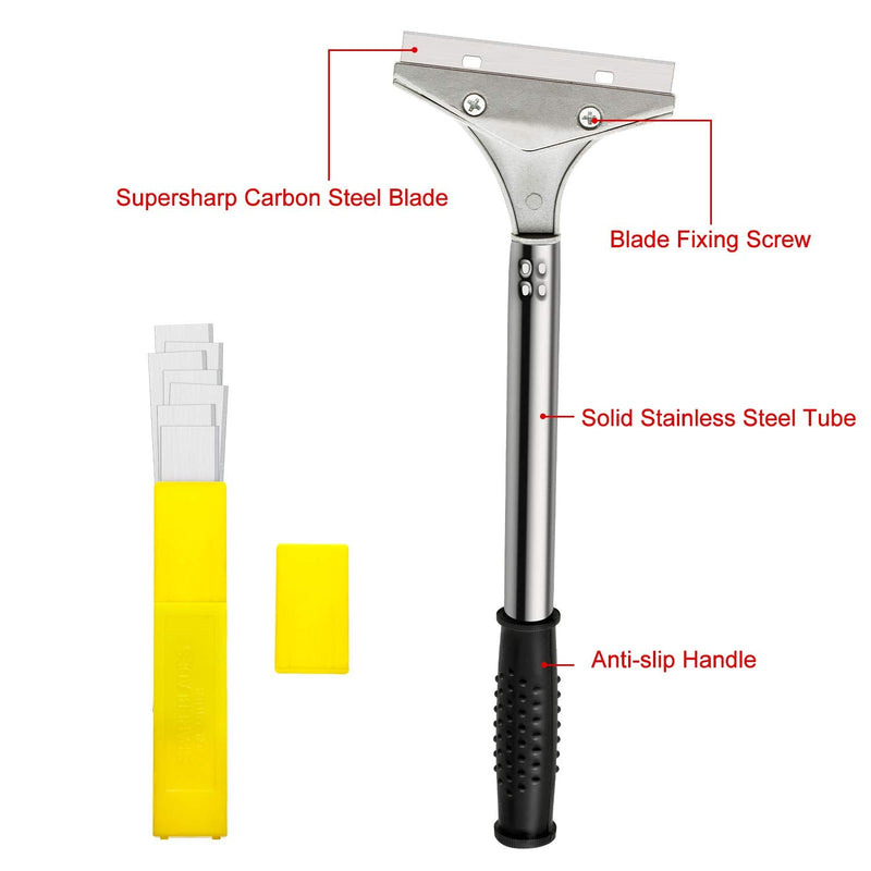 Mudder 4 Inch Razor Blade Scraper Tool Tile Paint Floor Wall Paper Removal Smoothing Scraper with 10 Pieces Replacement Blade for Removing Wallpaper, Sticker Glue Floor Adhesive 2 Pieces(Black) Black
