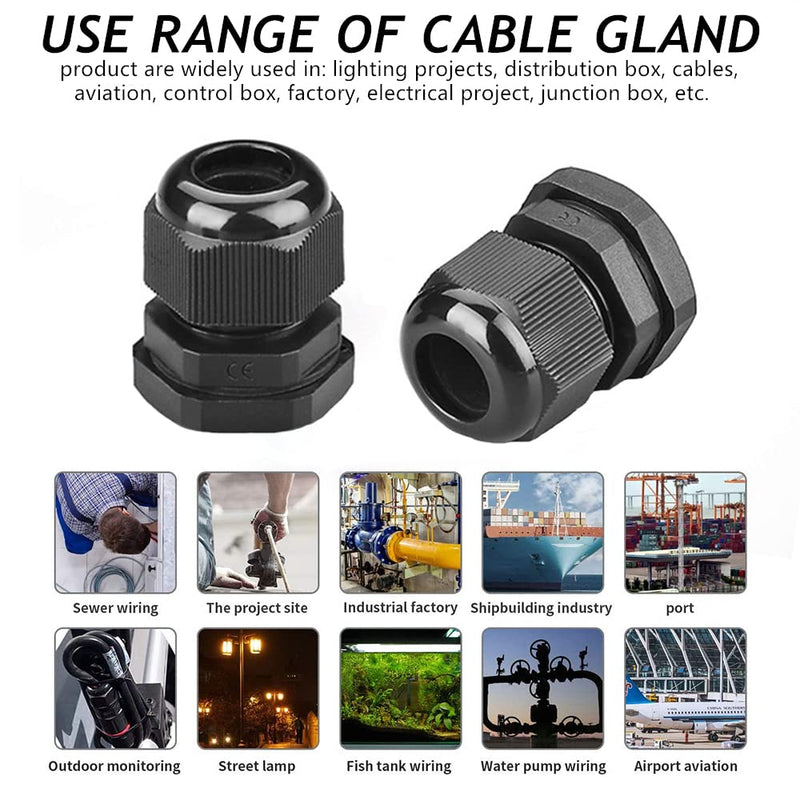 PENGLIN Cable Glands 3/4" NPT Nylon Cable Connector, Strain Relief Cord Connector, IP68 Waterproof Adjustable Locknut(3/4 Inch (10-Pack)) 3/4 Inch (10-Pack)