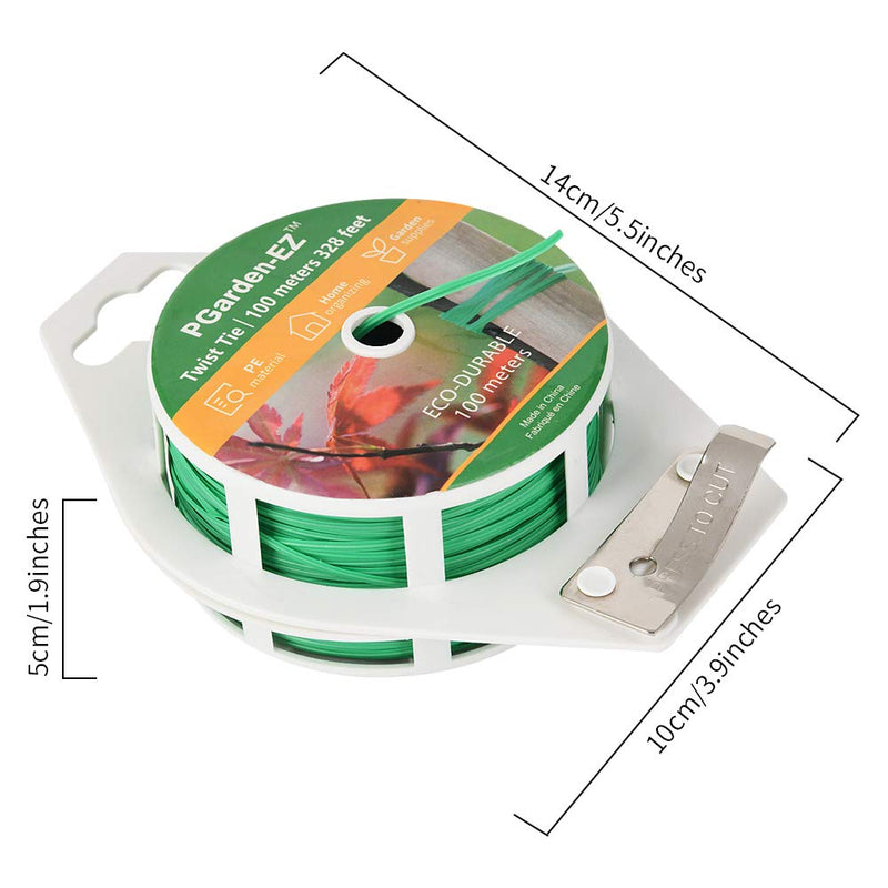 Twist Ties - 328ft Plant Ties PE-Coated Garden Ties with Cutter for Gardening Tomatoes Vines and Office Home Cable Organizing (1Reel/Green)…