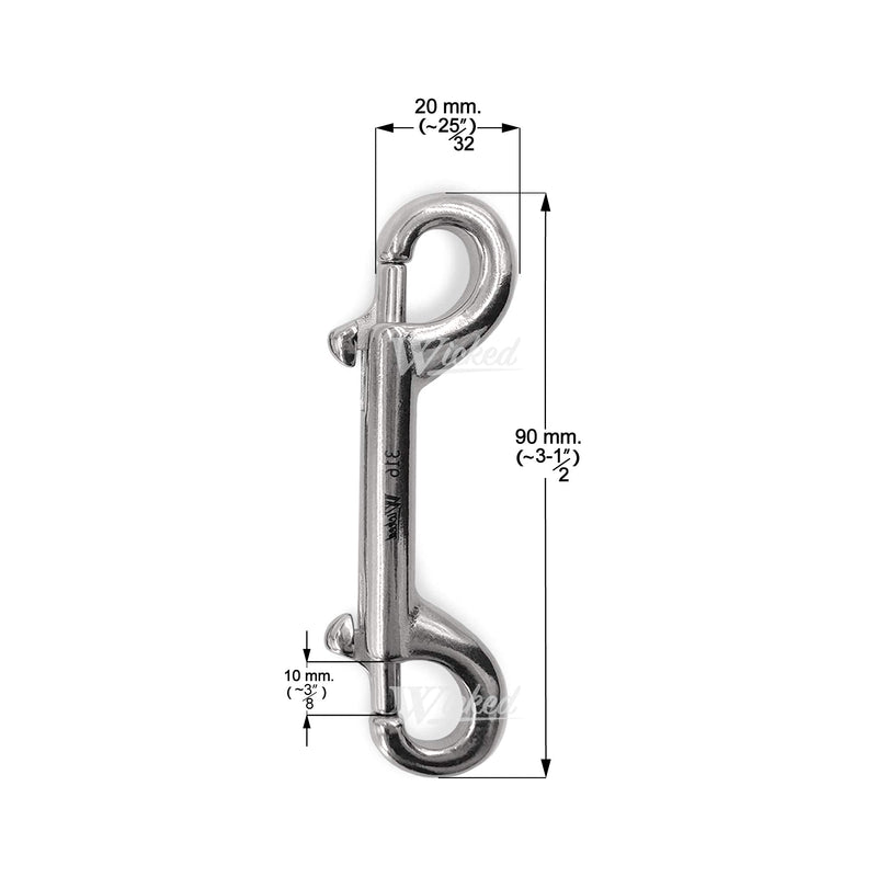 WICKED 316 Stainless Steel, Marine Grade, Double Ended Snap Bolt - 3 1/2” (90mm) - 6 Pack