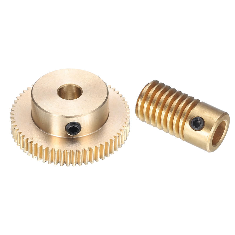uxcell Worm Gear Set - 0.5 Module 60:1 Reduction Rate 6mm Hole Dia Gear Shaft and 6mm Hole Dia Gear Wheel 60T Drive Gear Box (Brass)
