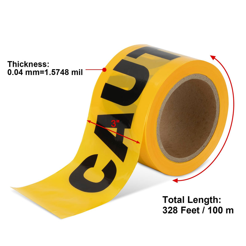 Yellow Caution Tape Roll, CARGEN Crime Scene Barricade Safety Warning Tapes for Bloody, Spy, Caution Birthday, Crime Scene Props or Yellow Funny Halloween Party Decor Decorations, 3 Inch x 328 Feet 328FT