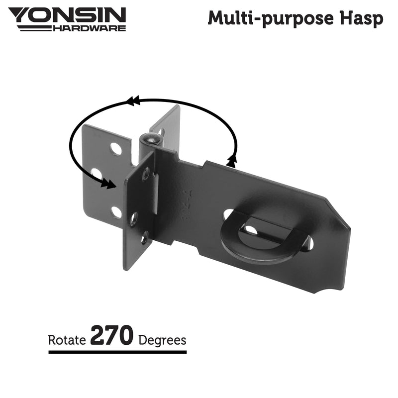 3" Door Padlock Safety Hasp Latch, Door Hasp Clasp Lock Gate Shed Hasp Latch Lock for Door Window Cabinet Pet Cage Toolbox Shed Fence, 304 Stainless Steel, Matte Black Finish, 1 Pack 3 Inch